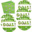 50PCS Soccer Paper Plates and Napkins - Sport Theme Dessert Plates and Napkins Disposable Soccer Decorations Supplies for Boys Sports Soccer Birthday Party