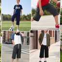 3 Pack Boys Cargo Capri Pants 6-16 Years with 4 Pockets Wide Leg Loose Elastic Waist Drawstring Shorts Sweatpants