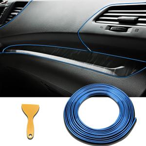 Car Interior Moulding Trim Strips, 33Ft/10M Universal Electroplating Decoration Filler Insert Strips, Styling Dashboard DIY Flexible Strip with Installing Tool (Blue)