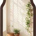 24x36 Inch Wood Arch Rustic Bathroom Mirror for Wall
Black Walnut Solid Wood Frame , Tempered Glass, Wavy Wall Decor, 2 Pre-Installed D-Ring Hooks for Entryway