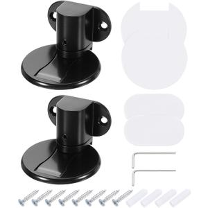 uxcell 2Pcs Magnetic Door Stopper, Silent Magnetic Floor Door Stop, Adjustable Floor Door Catch with Adhesive Tape and Screws Shock Absorbing for Bedroom Office Bathroom, Black