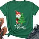 Merry Christmas Shirts for Women - Xmas Bow Short Sleeve Festive Holiday Pink Ribbon Tee Tops, Green, XL