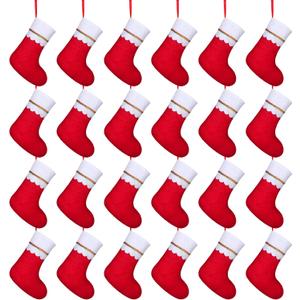 ANVAVO 24 Pack Christmas Stockings 9 Inch Red Felt Xmas Stockings Christmas Tree Hanging Ornaments for Xmas Wall Fireplace Door Window Decorations