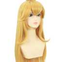 morvally Blonde Princess Cosplay Synthetic Wig with Crown and Earrings for Adult Women Long Wavy Costume Wig Set for Halloween Party (Adults Blonde)