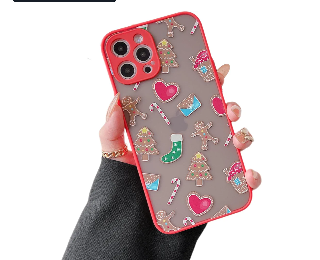 ZTOFERA Christmas Case for iPhone 15 Pro Max,Cute Merry Christmas Pattern Phone Case Gifts Translucent Silicone Hard PC +TPU Bumper Shockproof Cover for iPhone 15 Pro Max 6.7 inch-Gingerbread Man Pack of 2