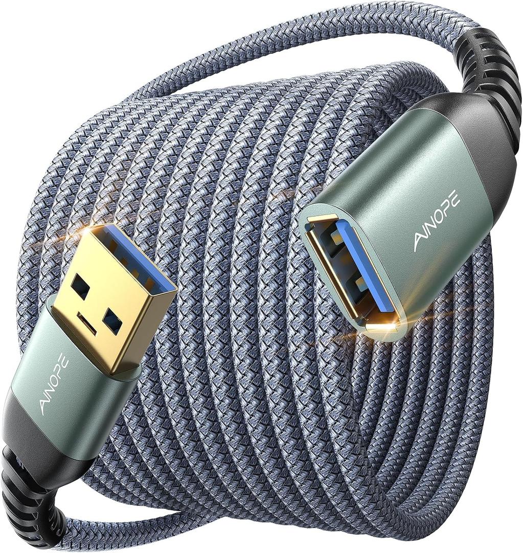 AINOPE USB Extension Cable 10FT,USB Extender,USB 3.0 Extension Cable, Male to Female Cord High Data Transfer Compatible with Webcam,USBKeyboard,Flash Drive,Hard Drive,Printer,Grey