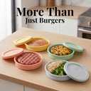 kayaso Silicone Hamburger Patty Mold Set, Reusable Burger Press with Lid, Food-Grade Nonstick Patty Mold for Beef, Chicken & Veggie Burgers, Easy Release, Multicolor (Soft Pastel)