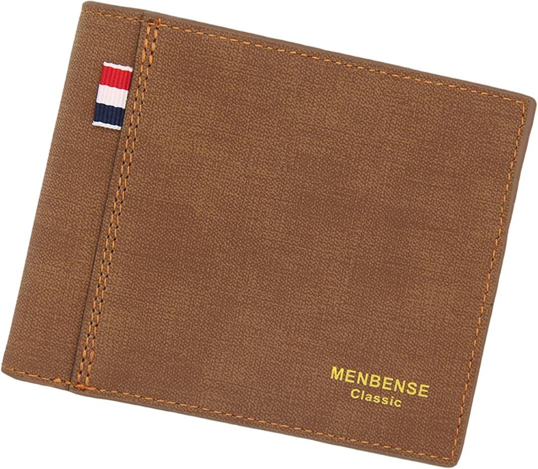 Mens Wallet Bifold Leather Matte Wallet for Men, Thin & Stylish Card Holder with ID Window