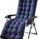 Patio Chaise Lounger Cushion, Lounge Chair Recliners Chair Cushions, Rocking Chair Sofa Cushion with 6 Ties,Thick Padded Swing Bench Cushion 61x18.89x3.14in (Navy blue)