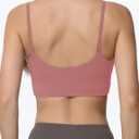 Sports Bras for Women Spaghetti Strap Padded for Yoga Running Gym Workout, Wireless Scoop Neck Bras Crop Tank Top (Pink, L)