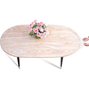 Xthrotsenk Clear Oval Fitted Vinyl Tablecloth, Fits 42 x 60 Inch Oval Tables Only, Waterproof Elasticized Table Cloth Plastic Table Cover Protector, Heavy Duty Tablecloth Protector for Kitchen