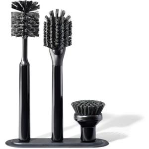 Ionic Brush Set, Magnetized to Stand Upright, Stainless Steel with Replaceable Heads, Onyx/Black
