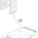 Outlet Cover Extension Cord Short 3ft, NUTICT Flat Plug Power Strip with 8 Outlets & 3 USB-C & 1 USB-A Port, 13A/1625W, 1440J Surge Protector, Indoor 3 Prong Flat Wall Plug for Tight Spaces, White