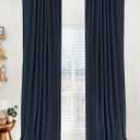 100% Blackout Shield Linen Blackout Curtains for Bedroom 84 Inches Long, Back Tab/Rod Pocket Living Room Drapes, Thermal Insulated Blackout Curtains 2 Panels Set, 50" W x 84" L, Navy