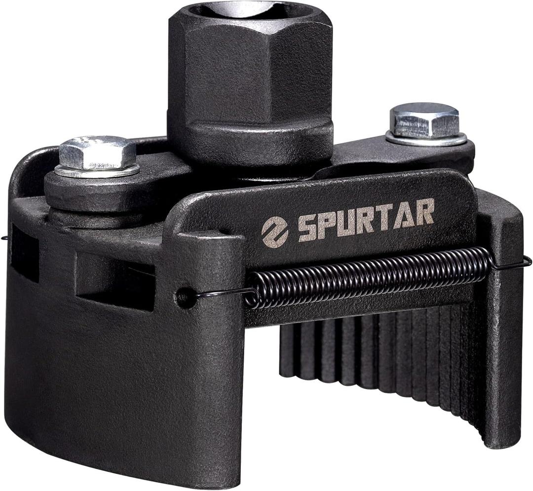 Spurtar Adjustable Oil Filter Wrench 2-3/8 to 3-1/8 inch 60-80mm Universal Oil Filter Removal Tool 1/2'' Drive Cap Style Oil Filter Tool Fits Small Medium-sized Spin-on Oil Filters UTV JetSkis