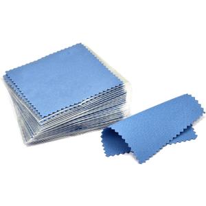 SEVENWELL 50pcs Jewelry Cleaning Cloth Pink Polishing Cloth for Sterling Silver Gold Platinum Small Polish Cloth 8x8cm