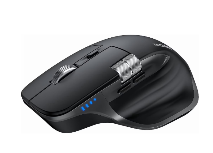 TECKNET Wireless Mouse, Bluetooth Mouse (BT5.3/5.0 & 2.4G) Rechargeable Ergonomic Optical Mouse with 6 Adjustable DPI, Side Scroll, Quiet Clicks, USB A Receiver, 7 Buttons, Wide Compatibility  Black