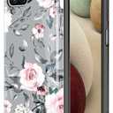 Phone CASE for Samsung Galaxy A12 Case/A12 5G/SM-A125, Slim Art Graphic Design Anti-Scratch Shook-Proof Hybrid PC TPU Bumper Armor Cute Girl Women Drop Protective Cover Grey White Pink Flower