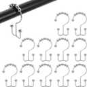 uxcell 12Pcs Shower Curtain Hooks, Metal Double Glide Shower Rings, Curtain Rolling Shower Hooks for Bathroom Shower Curtain Rods, Rust-Resistant Sliding Smoothly, Matte Nickel