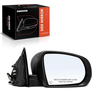 A-Premium Passenger Side Power Door Mirror - Compatible with Jeep Cherokee 2014 2015 2016 2017 2018 - Heated Manual Folding Black Outside Rear View Mirror - Replace# 68164060AD