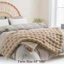 BENVWE Faux Fur Throw Blanket for Couch Bed - Fluffy Soft Thick Bubble Blanket for Living Room Home Decor - Mothers Day Birthday Gifts for Women, Beige, 63" x 80", Twin