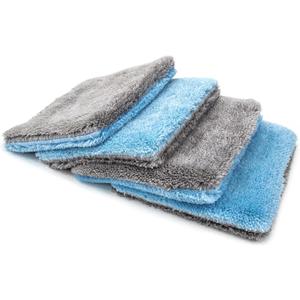Autofiber Flat Out Microfiber Car Wash Pad - Pack of 4, Blue/Gray (9 inch x 8 inch)