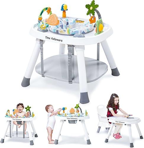 Time Followers® Baby Activity Center - 3-Stage Standing Play Center Jumpers and Bouncers with 360°Rotating Seat, Music, Lights, Montessori Inspired Interactive STEM Exersaucer Toys for Baby Ages 6M+