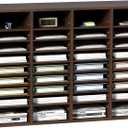 VEVOR Literature Organizer, 36 Compartments Office Mailbox with Adjustable Shelves, Wooden Mailbox Sorter Medium Density Fiberboard Office Home Classroom Storage for Files, Documents, Papers, Grey (Brown)