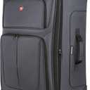 SwissGear Sion Softside Expandable Spinner Luggage Durable Lightweight Travel Suitcase, Dark Grey, Checked-Large