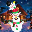 8FT Christmas Inflatable Snowman Yard Decoration, Lighted Blow Up Snowman With Built-in LED Lights for Holiday, Party, Xmas