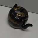 DUJUST Traditional Japanese Tea Pot, Black Porcelain Chinese Teapot with Stainless Infuser, Beautiful Asian Teapot for Adults, Tea Lover/Women/Men (Countryside in Golden)