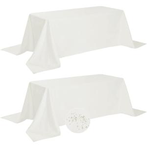 Fokitut 2 Pack Waterproof Rectangle Tablecloth, 90x156 Inch,Stain Resistant and Wrinkle Polyester Table Cloth, Fabric Table Cover for Kitchen Dining, Wedding, Party, Holiday Dinner-Ivory