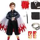 VZQI Rengoku Costume Kids Anime Cosplay Kimono Halloween Red Flame Cloak XL