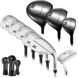 PGM 13 Piece Golf Club Set for Right Handed 460CC Titanium Driver with Ultra-Thin Face, Graphite Shafts, Forged Irons & CNC Milled Putter (Without Golf Bag, Regular, Length: Standard)