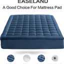 EASELAND Queen Size Mattress Pad Pillow Top Mattress Cover Quilted Fitted Mattress Protector 8-21" Deep Pocket Cooling Mattress Topper (60x80 Inches, Dark Blue)