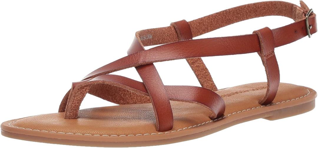 Amazon Essentials Women's Casual Strappy Sandal (8 Wide, Tan)