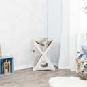 TRIXIE Miguel Fold and Store Cat Hammock, Indoor Cat Furniture with Dangling Toys, Scratching Pad, and Cave, Taupe/Light Gray