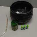 Glow in The Dark Halloween Cauldron with Mist Maker, Floating Magic Potion Bottles - DIY Witch Cauldron Set for Spooky Party Decor, Witches Kitchen & Gothic Home