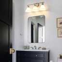 WOSHITU Nickel Bathroom Vanity Light Fixtures: Vanity Lighting Fixtures Over Mirror 23.4 inch with Milky White Frosted Glass, 3-Lights Vanity Light Above Mirror Bathroom Wall Light(Exclude Bulb)