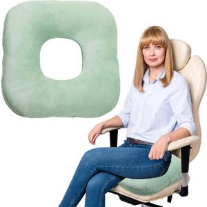 Stuffed Donut Pillow Seat Cushion | For Tailbone and Coccyx Pain, Hemorrhoids, Bed Sores, Pregnancy, Prostate, Surgery Recovery, Sitting Pressure Relief, for Home, Office and Car (Moss Green)