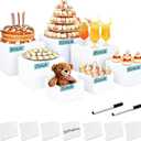 7pcs Acrylic Buffet Risers Set Nestable Cube Display Stands Large Food Display Shelves for Dessert Table Catering Parties Wedding Jewelry Collectibles Figures(Size 10" 9" 8" 7" 6" 5" 5",White)