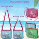 3Pcs Alphabet Printed Seashell Bags, Lightweight & Foldable Kids Beach Toy Mesh Bags with Adjustable Straps, Waterproof and Portable for Pool and Beach Essentials-G