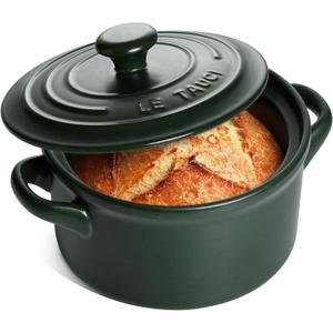 LE TAUCI 3 Quart Ceramic Dutch Oven - Lightweight, Non-Toxic, No Seasoning Needed- Oven, Microwave & Dishwasher Safe, Dutch Oven Pot with Lid for Sourdough, Soup & Stew, Forest Green