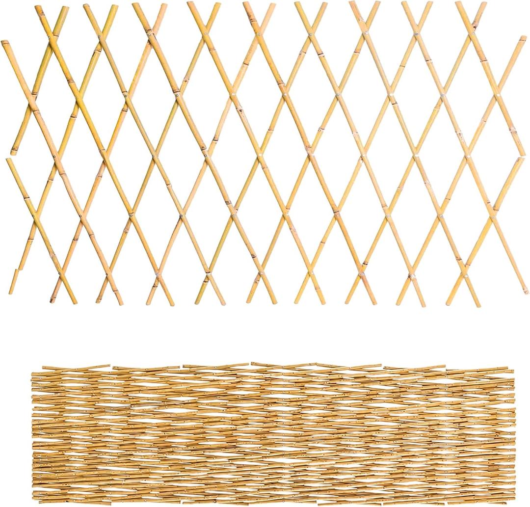 Expandable Bamboo Fence, Adjustable Plant Climbing Bamboo Trellis, Garden Lattice Fence Panel 36X96 Inch for Garden Patio or Indoor, Decorative Fence