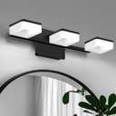 Black LED Bathroom Vanity Light, Modern Wall Lighting Fixtures, 3-Light Bathroom Lighting Fixtures Over Mirror, 360 Rotate Acrylic Matte Black Vanity Lights for Bathrooms