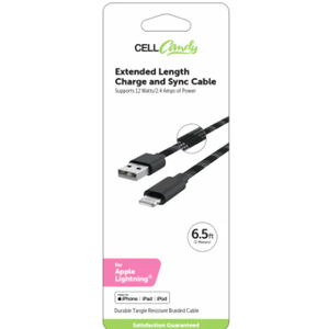 CellCandy Extended Length Charge and Sync Charger - Black 