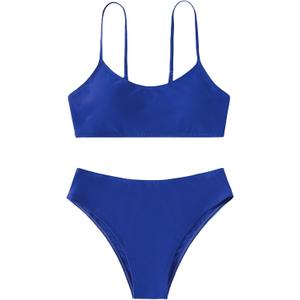 SHENHE Girl's 2 Piece O Ring Bikini High Waisted Spaghetti Strap Cute Swimsuit Bathing Suit, 12Y