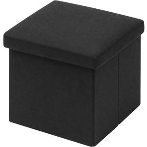 B FSOBEIIALEO Storage Ottoman Cube, Linen Small Foot Rest Seat,for Living Room, Bedroom, Home Office, Dorm Storage Footrest Black 11.8"x11.8"x11.8"