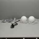 KCO Lighting Frosted White Glass Wall Sconce Set of Two Black Globe Ball Wall Light Adjustable Cord Industrial Vanity Wall Lamp for Bathroom Mirror Bedside Stairs (White)