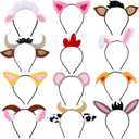 CiyvoLyeen 12 PCS Farm Barnyard Animals Ear Headbands for Petting Zoo Farmhouse Themed Birthday Party Favors Kids Toddlers Adults Costumes Dress-Up Party Supplies